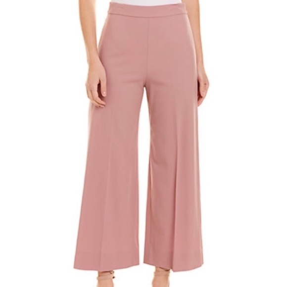 Rebecca Taylor Stretch Wool Spring Cropped Wide Leg Pant Dusty Rose size 0 - Picture 1 of 8